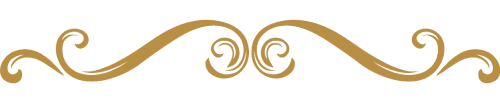 Golden decorative flourishes with swirls and curls, centered motif, ornate border elements.